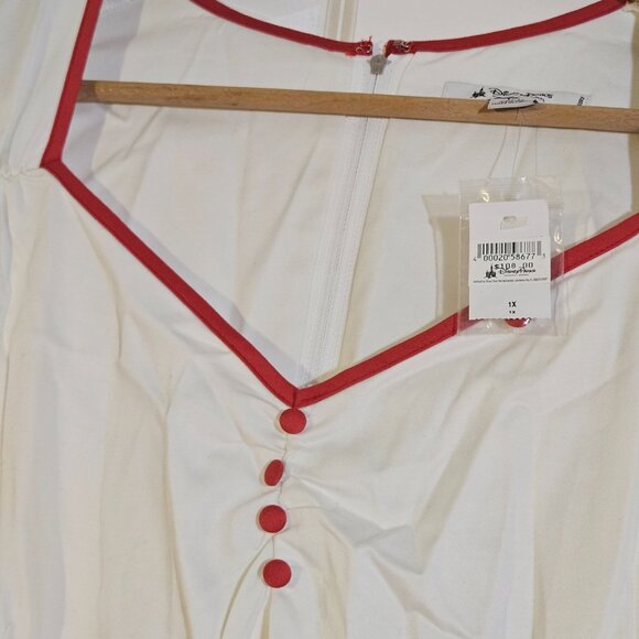 Disney Parks Dress Shop Mary Poppins Jolly Holiday Red White Cosplay 1X NWT +Hat - Picture 6 of 16